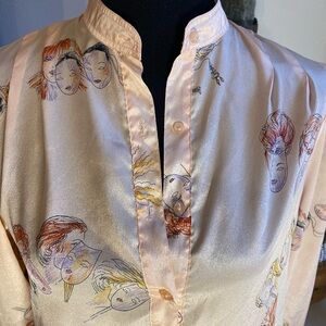 Vintage- Gloria Vanderbilt-  Peach Artistic Face Blouse/Tunic